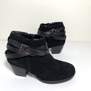 White Mountain Rhone Leather Strap Booties Suede Buckle Boots Black Size 6.5 NEW